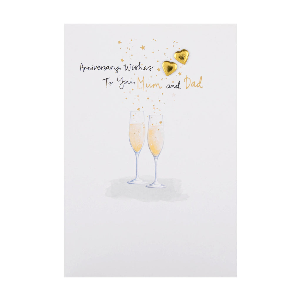 Anniversary Card for Mum & Dad - Champagne Flutes Design