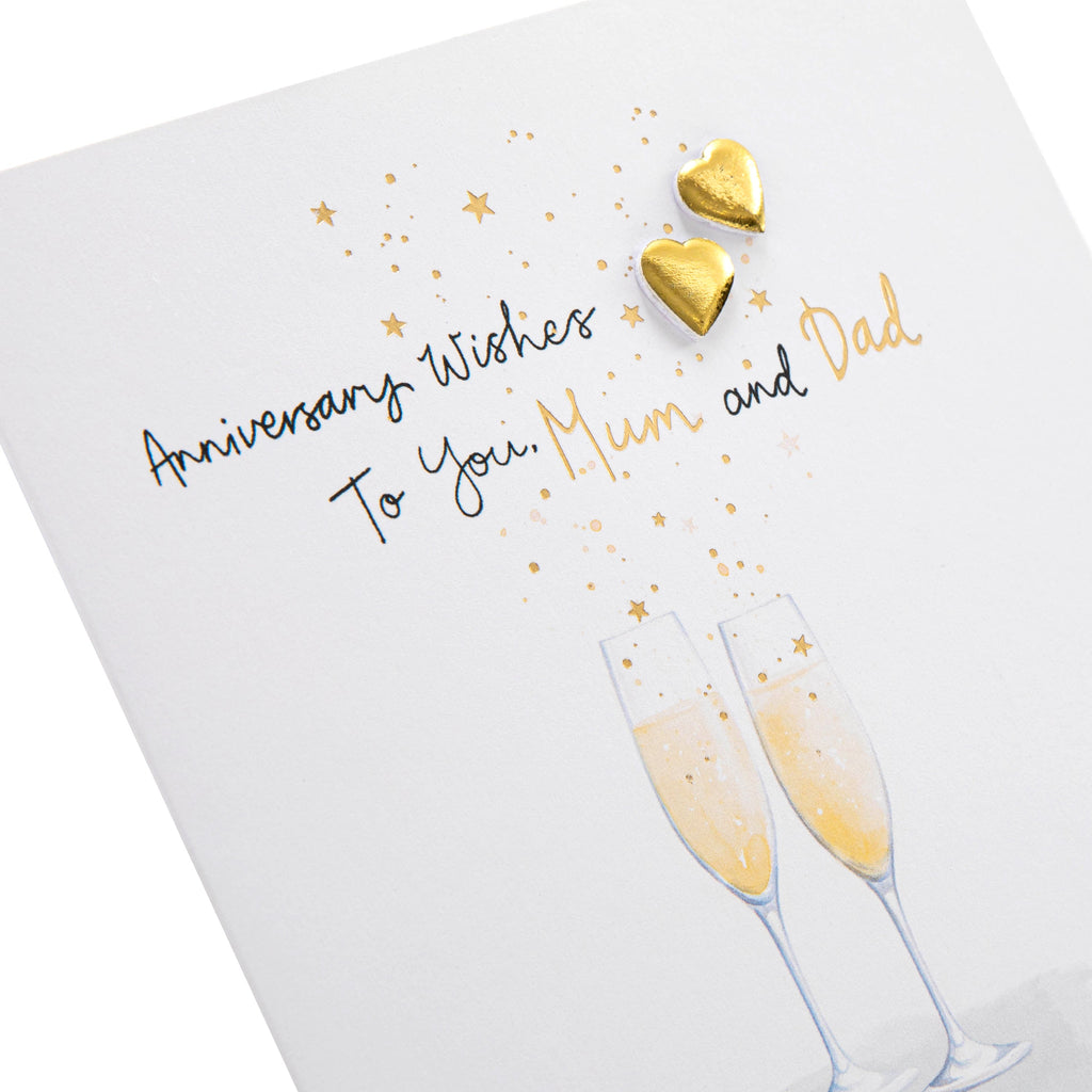 Anniversary Card for Mum & Dad - Champagne Flutes Design