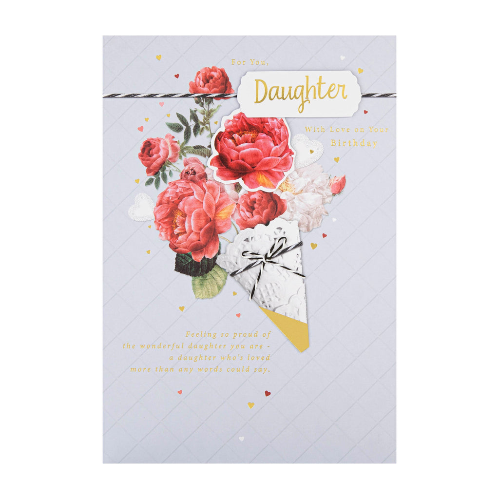 Birthday Card for Daughter - Bunch of Red Flowers Design