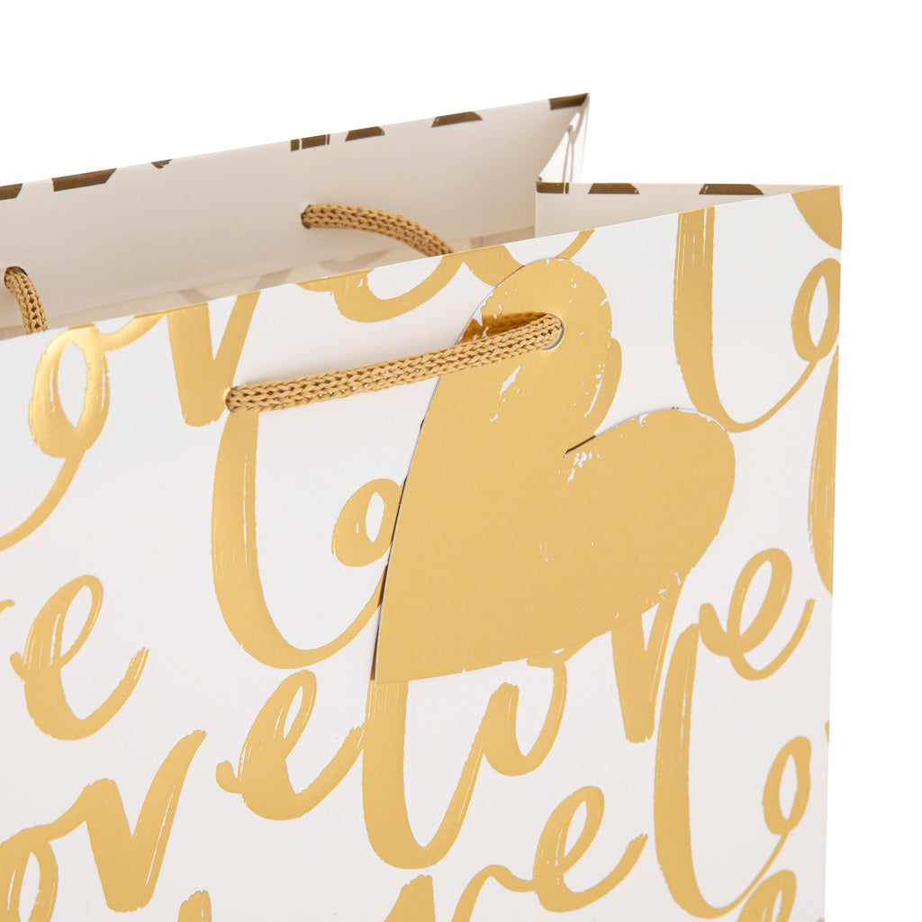 Medium Gift Bag - Gold 'Love' Text Design