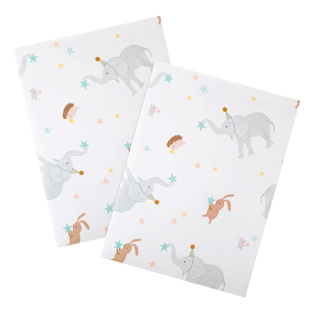 New Baby Wrapping Paper & Gift Tag Pack - Cute Animals Design