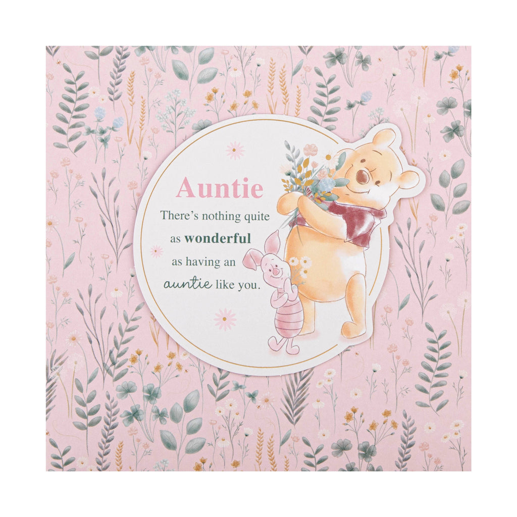 Birthday Card for Auntie - Pink Disney Winnie the Pooh Design