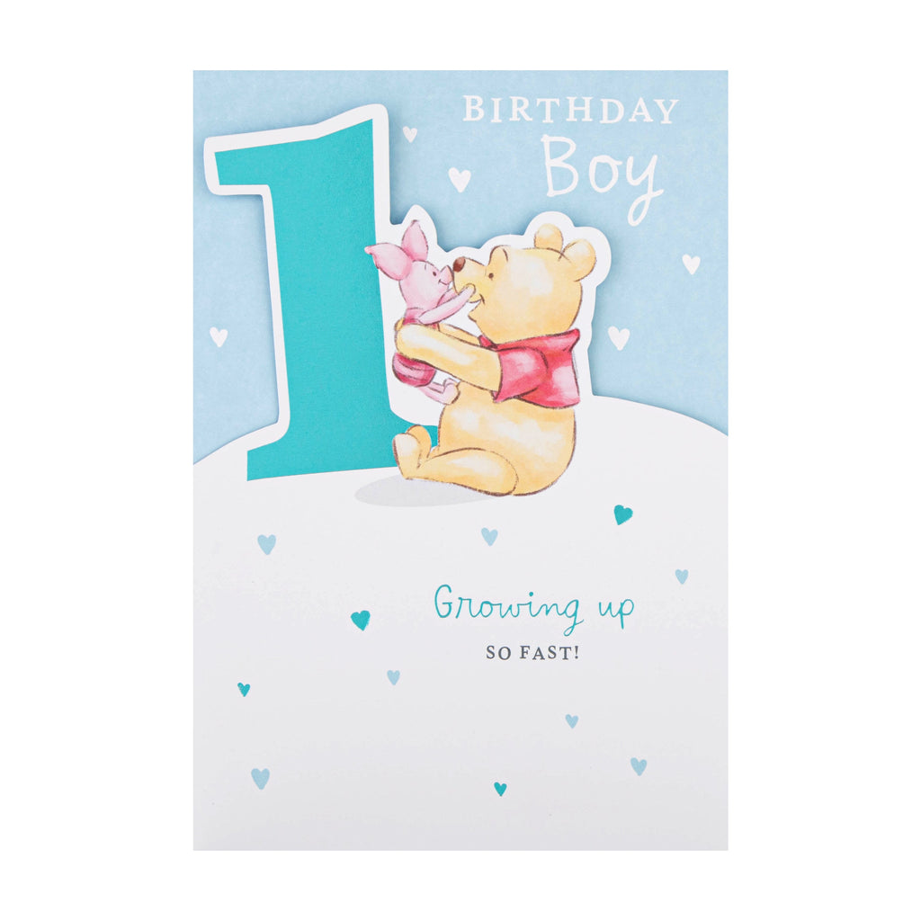 1st Birthday Card for Boy - Disney Winnie the Pooh Design