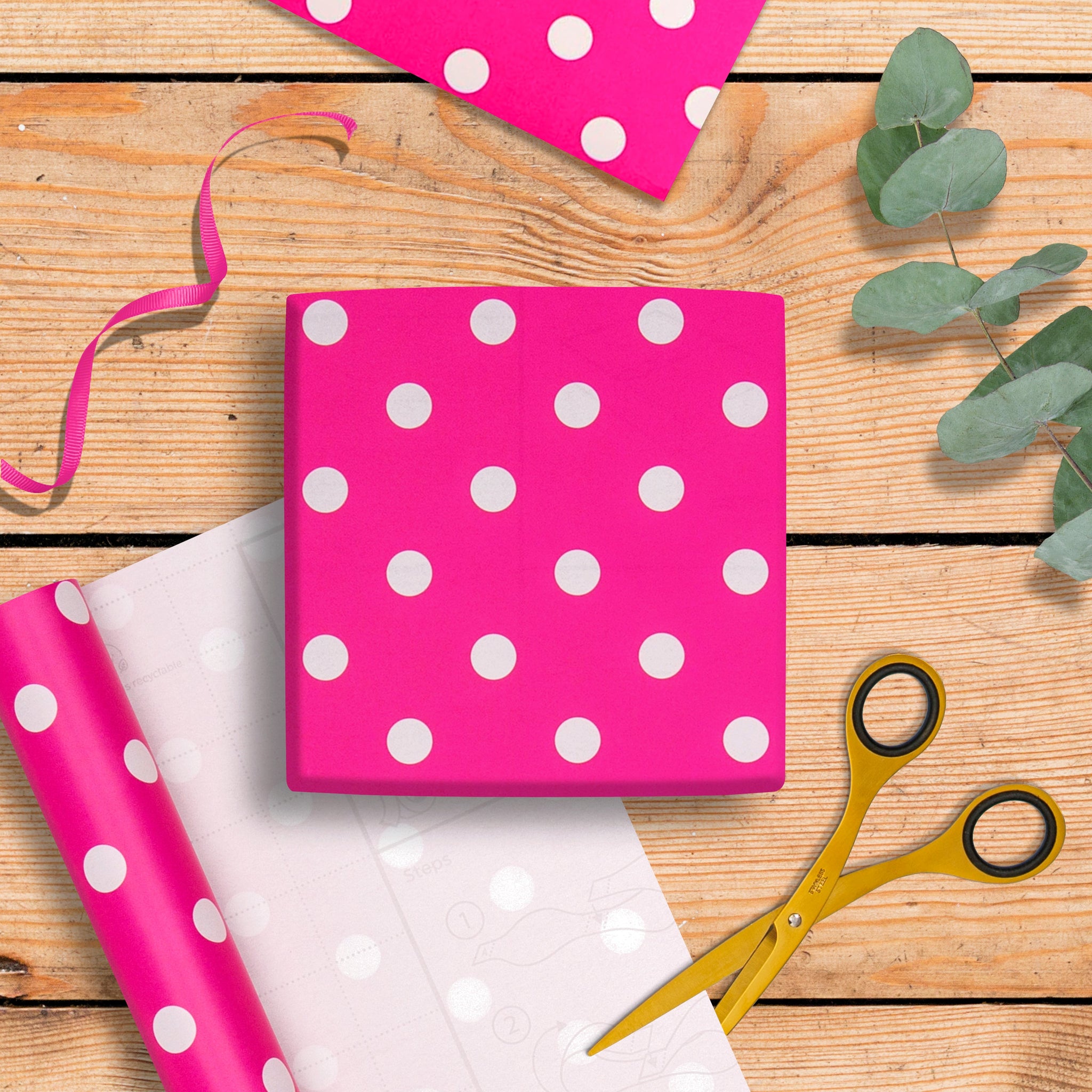 Pink Polka Dot Tissue Wrapping Paper Sheets - 50x75cm - Dotty Dots Design For Birthdays & Gifts