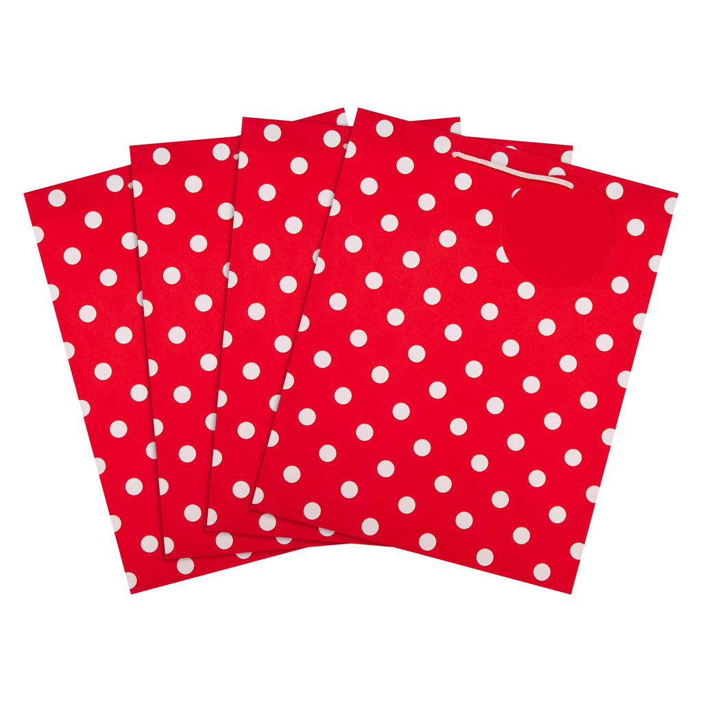 Large Christmas Gift Bags - Pack of 4 in Polka Dot Design