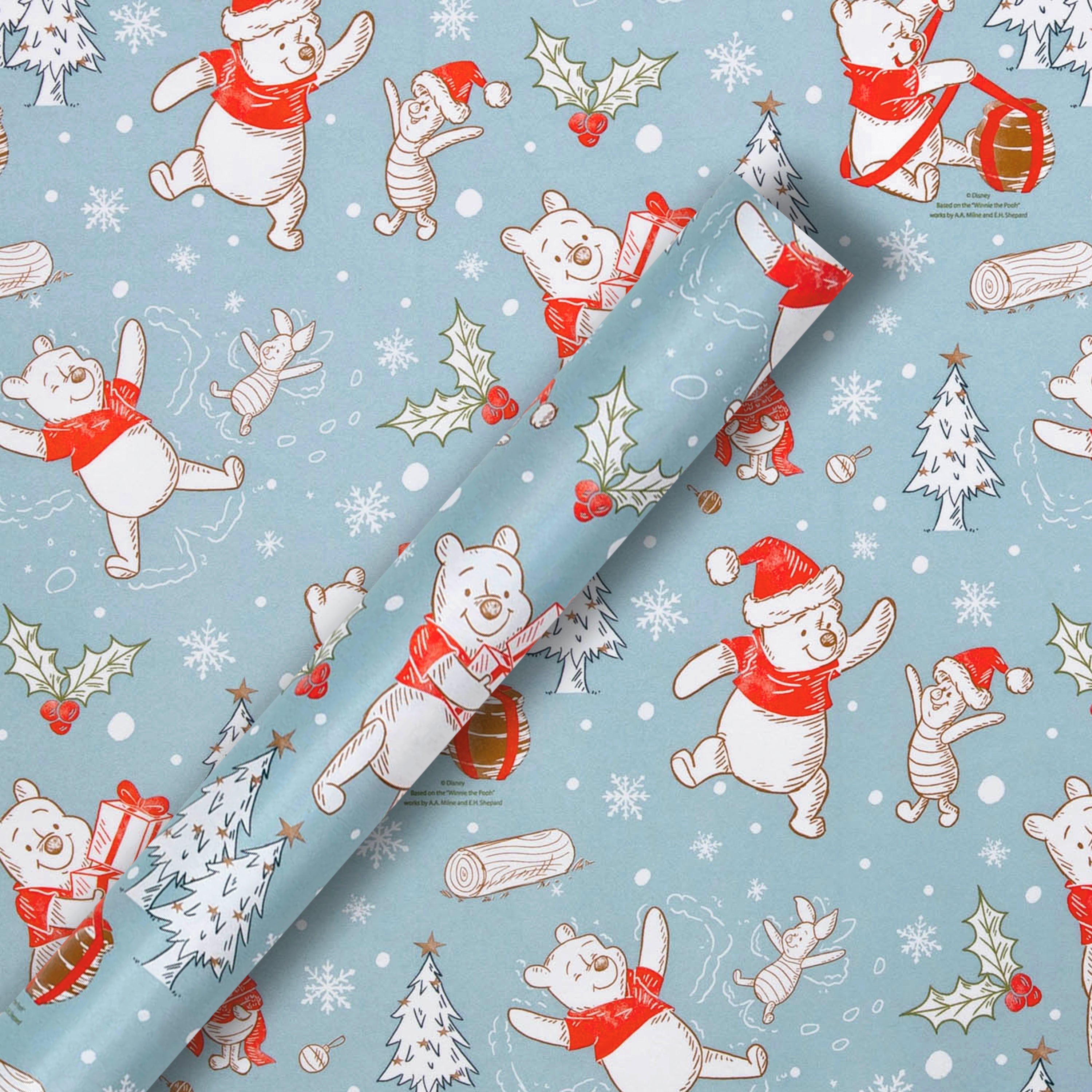 UK Greetings Winnie The Pooh Wrapping Paper; Winnie The Pooh Gifts 2 Sheets & 2 Tags