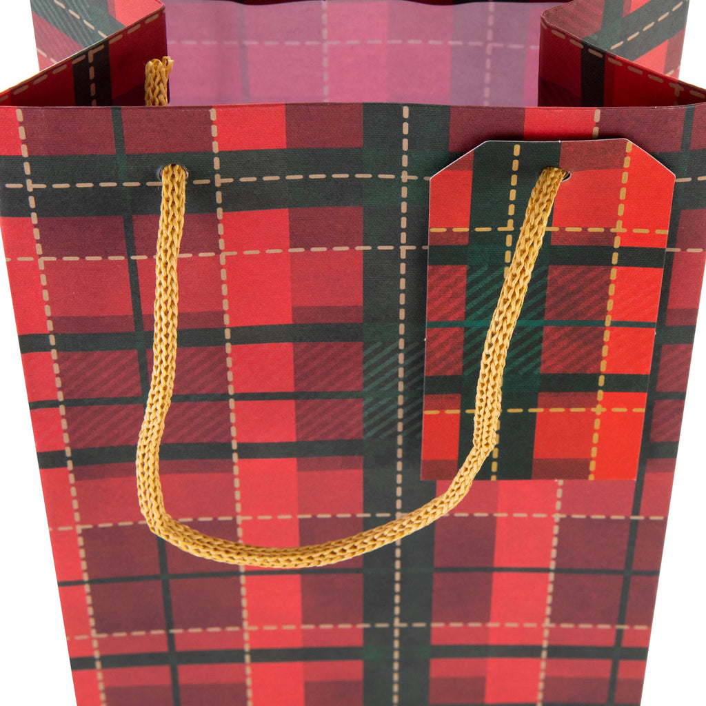 Christmas Bottle Gift Bags - Pack of 3 in Tartan Design