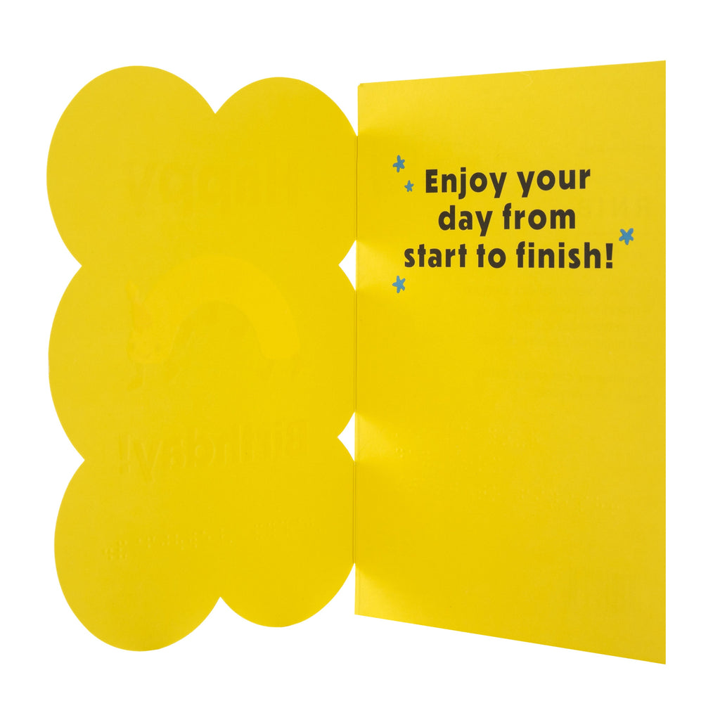 Kids Birthday Card - RNIB Fun Character with Braille Design