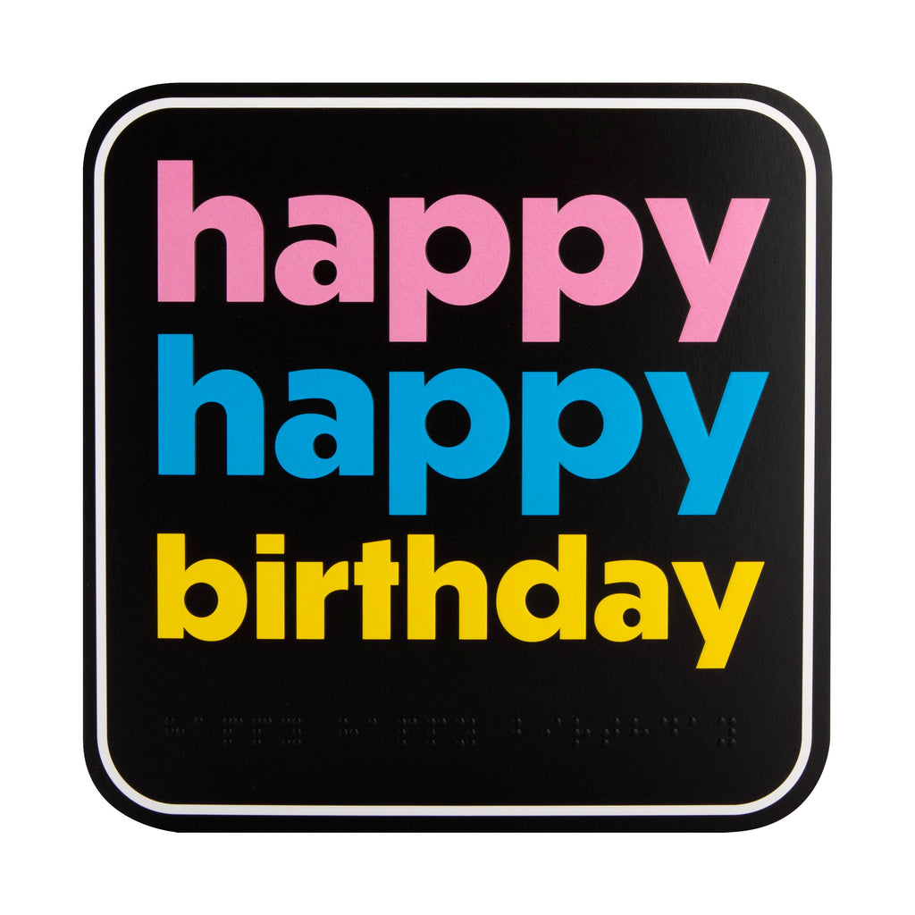 Birthday Card - RNIB Colourful Text Design with Braille