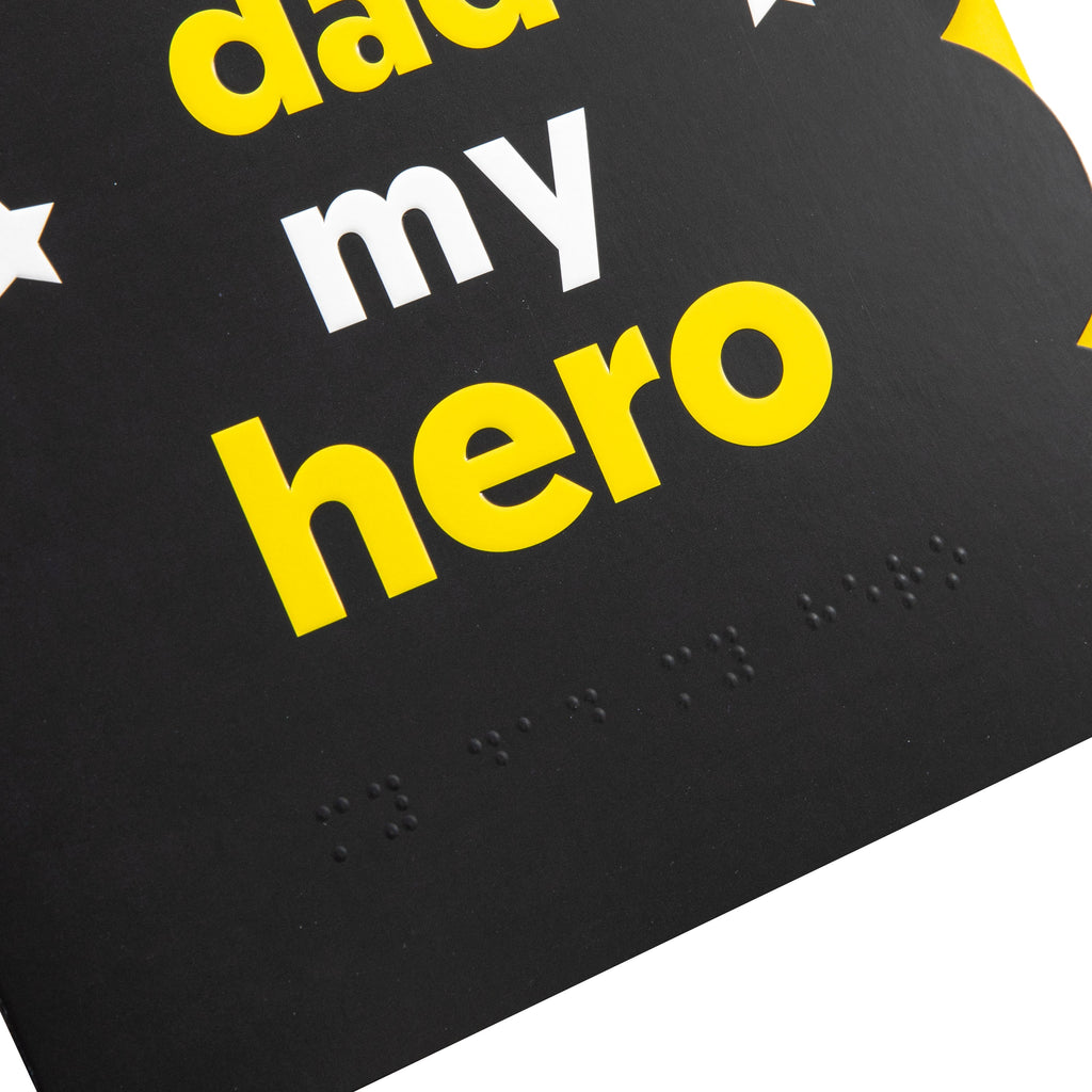 Birthday Card for Dad - RNIB 'My Dad, My Hero' with Braille Design