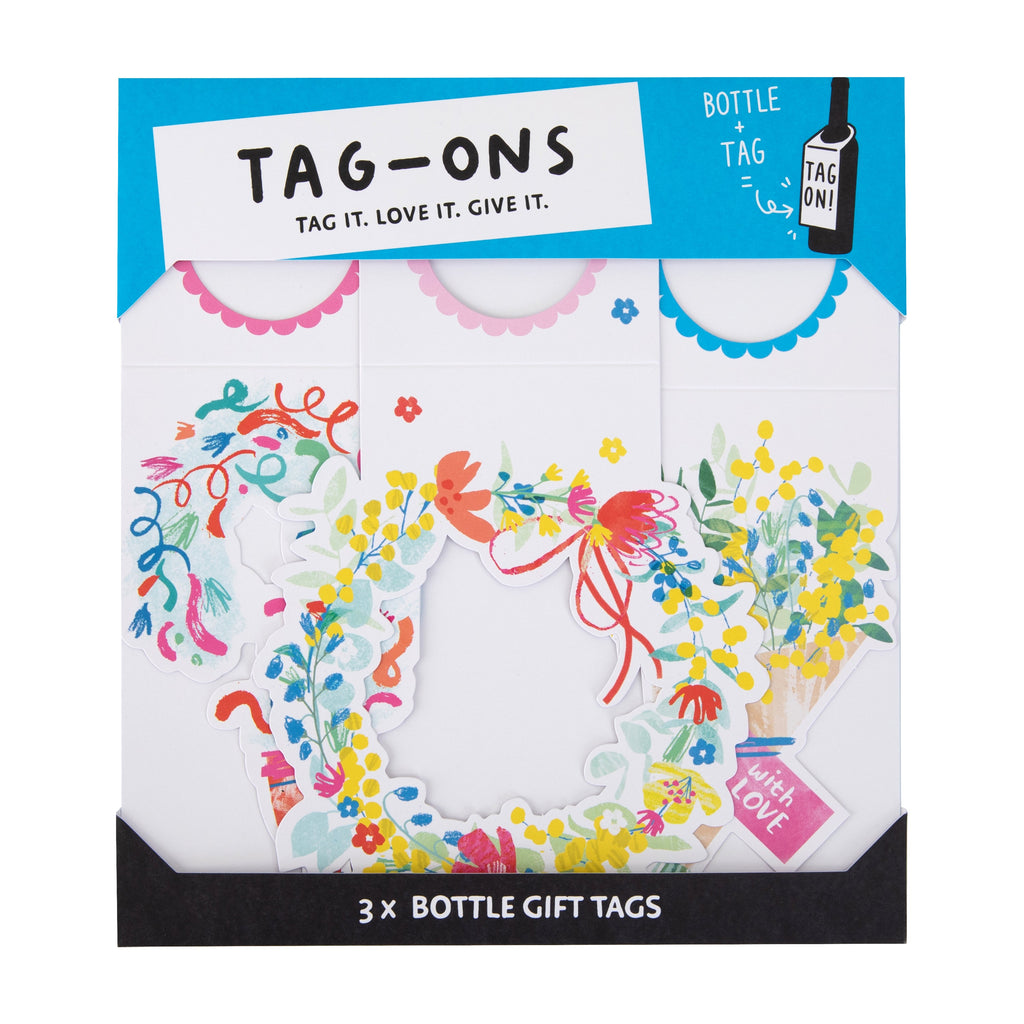 Tag-Ons Bottle Gift Tags Pack of 3 - Classic Florals Design