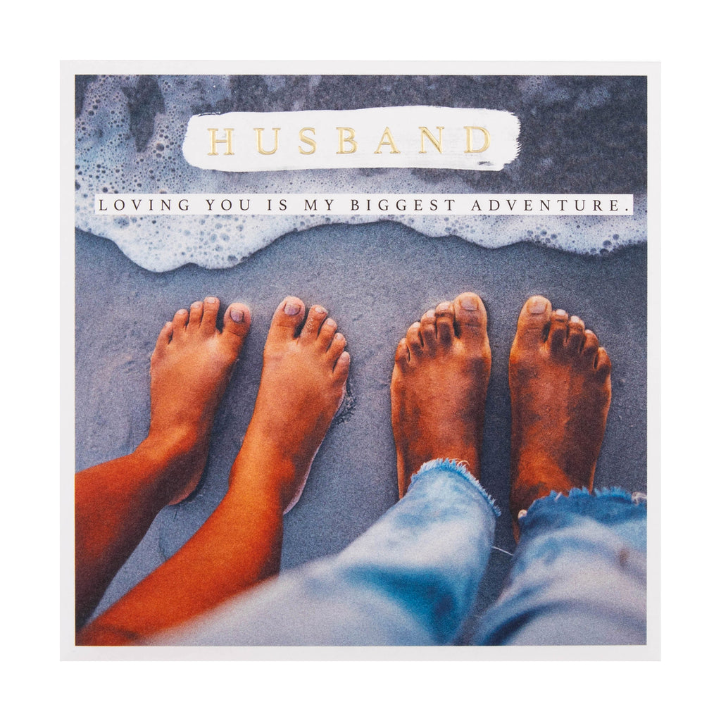 Any Occasion Birthday Card for Husband - Beach & Waves Photo Scene Design