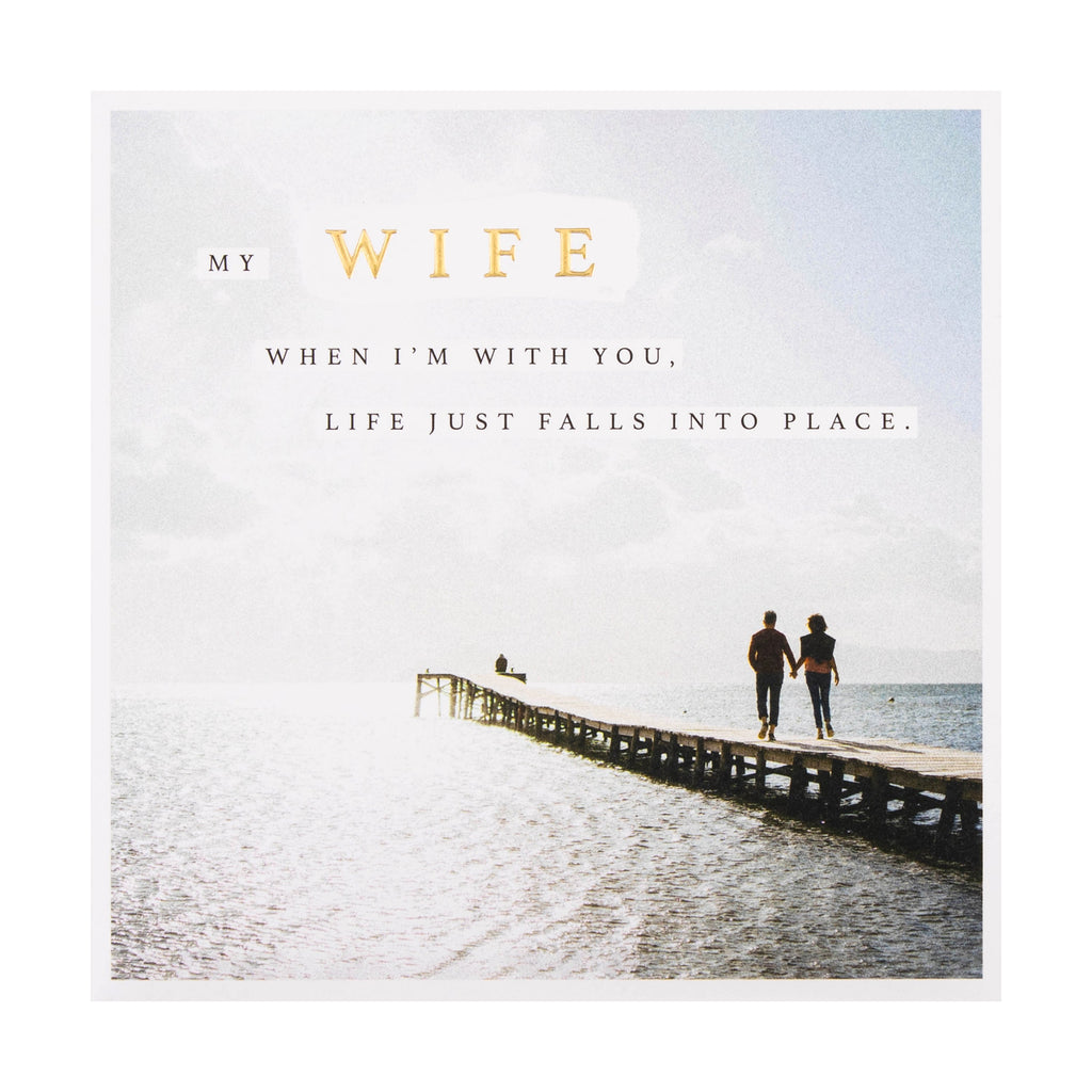 Any Occasion Birthday Card for Wife - Ocean Pier Photo Scene Design