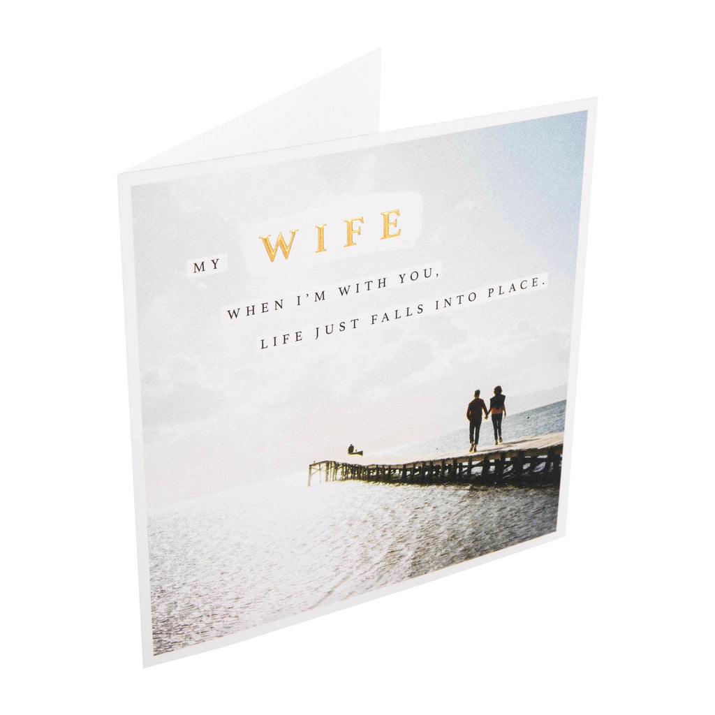 Any Occasion Birthday Card for Wife - Ocean Pier Photo Scene Design