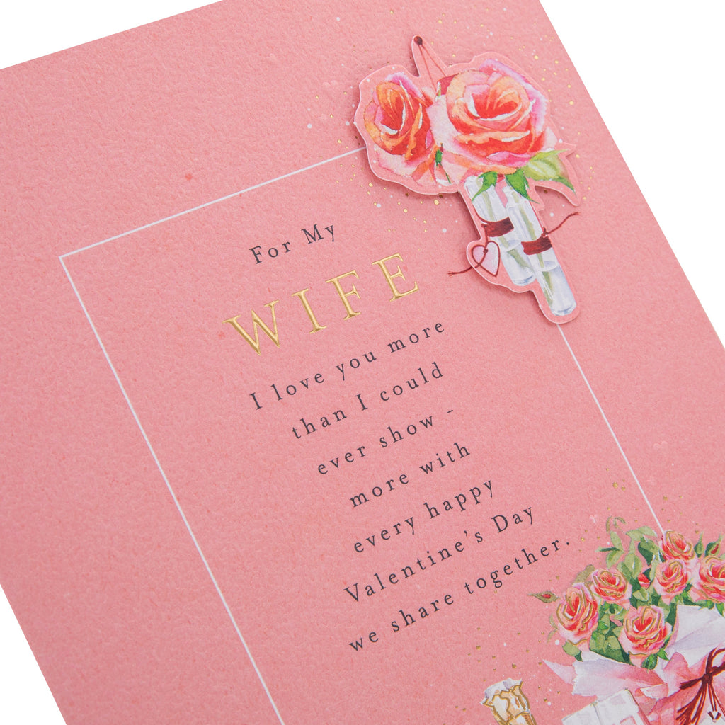 Valentine's Day Card for Wife - Pink Heartfelt Verse & Hearts