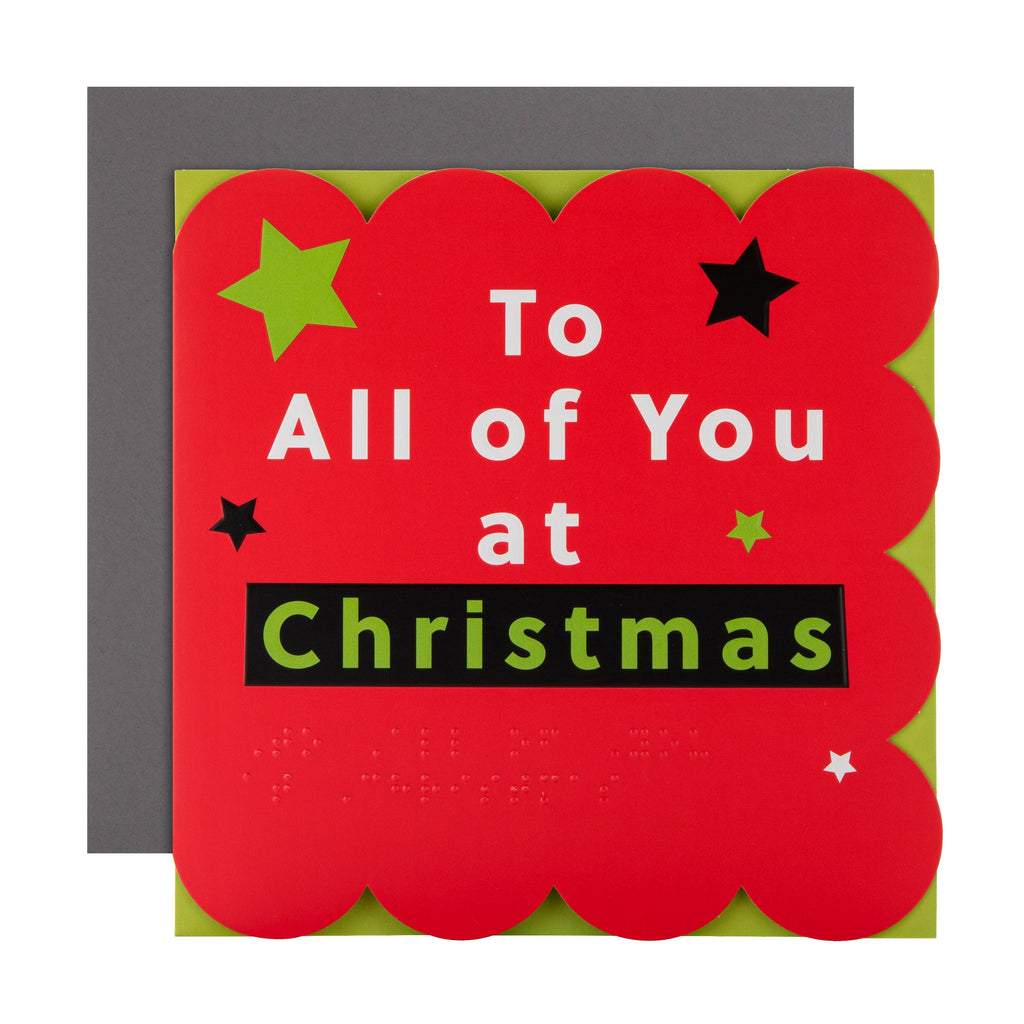 Christmas Card To All Of You - RNIB Stars with Braille Design