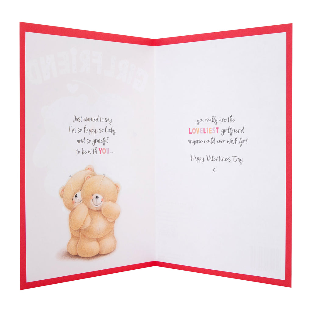 Valentine's Day Card for Girlfriend - Forever Friends Bears Heart Kiss