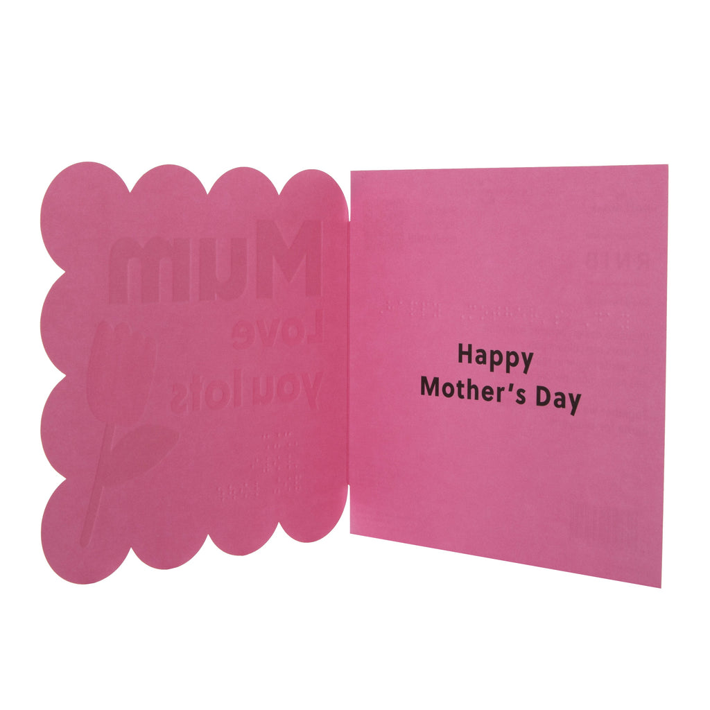 Mother's Day Card for Mum- RNIB Pink Flower Design with Braille