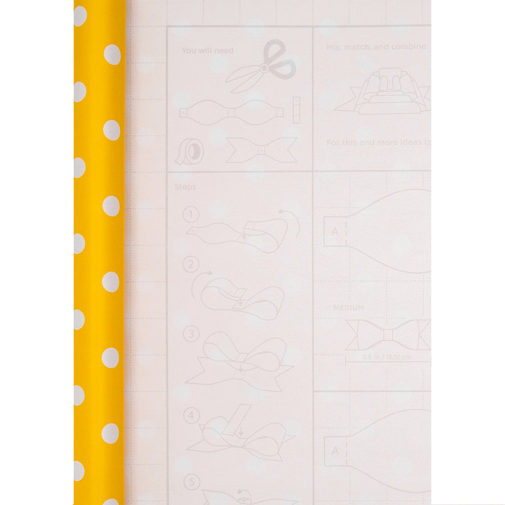 2M Any Occasion Wrapping Paper - Yellow Polka Dot Design