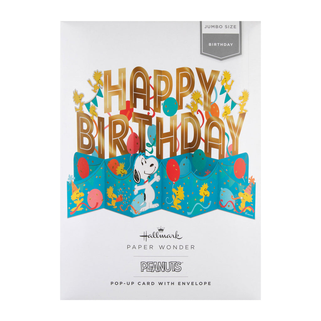 3D Pop-Up SNOOPY & WOODSTOCK Banner Birthday Card | Hallmark UK