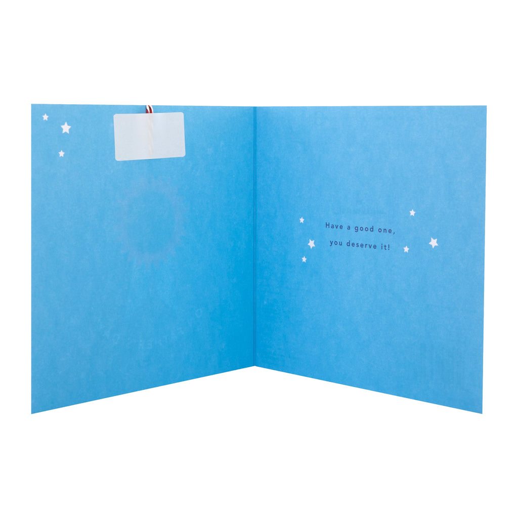 Father's Day Card - Blue Design with Keepsake Wooden Attachment