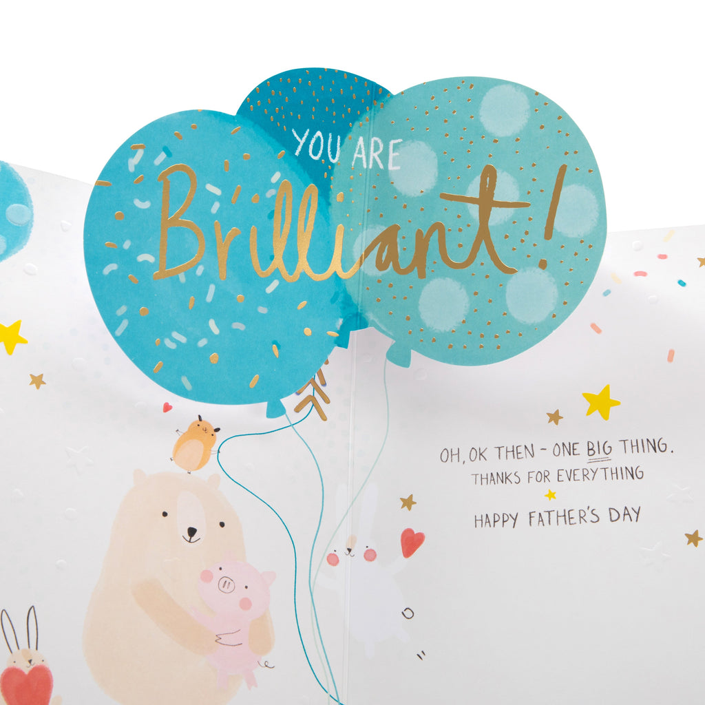 Father's Day Card for Dad - Pop-Up Balloons & Bear 