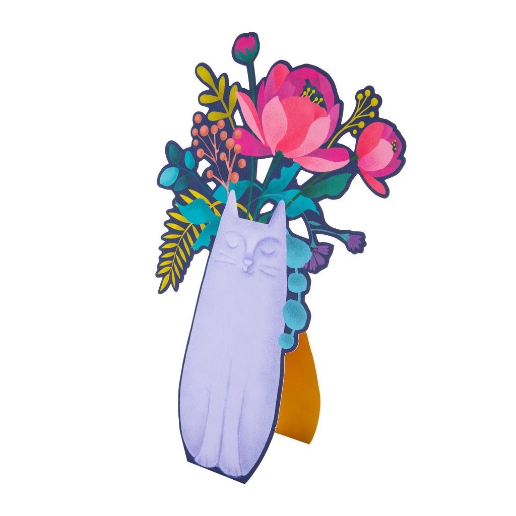 Magical Botanicals Pop Up ‘Delights’ Card - Cat Vase & Florals Design