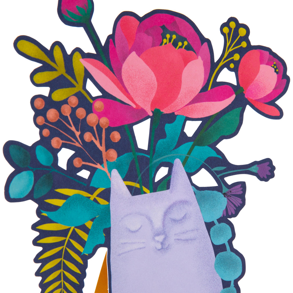 Magical Botanicals Pop Up ‘Delights’ Card - Cat Vase & Florals Design