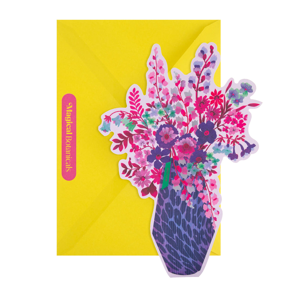 Magical Botanicals Pop Up ‘Delights’ Card - Purple Vase & Florals Design