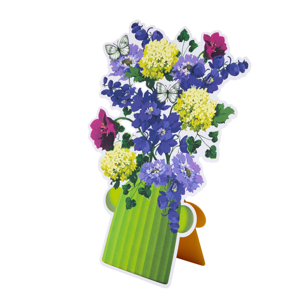 Magical Botanicals Pop Up ‘Delights’ Card - Green Vase & Florals Design