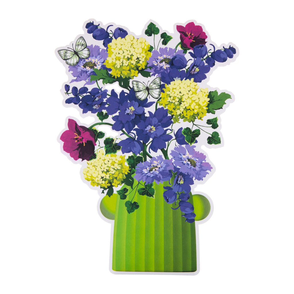 Magical Botanicals Pop Up ‘Delights’ Card - Green Vase & Florals Design