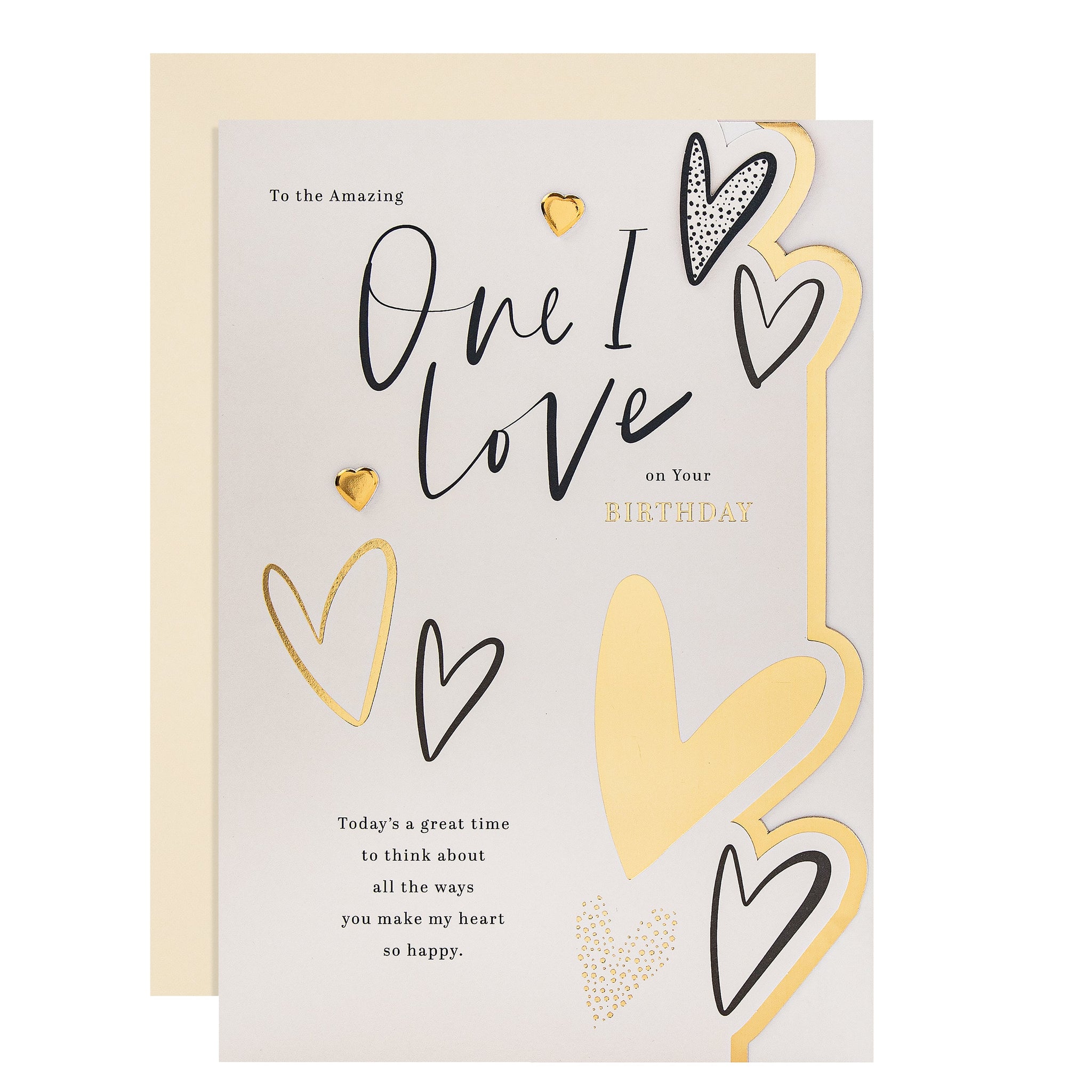 Happy Birthday Karte 'One I Love' – Mit Goldfolie, Blanko Innen, In Cellophan Verpackt