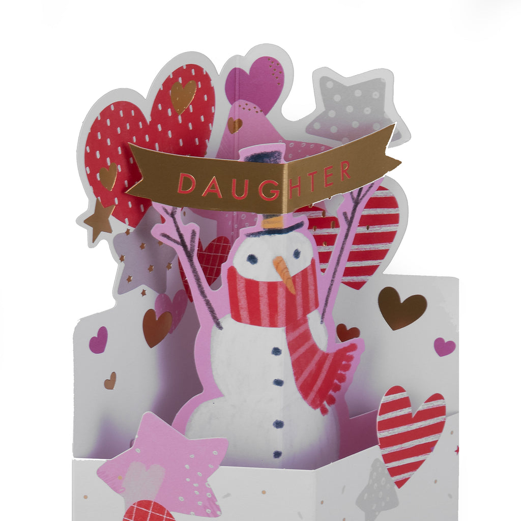 Christmas Card for Daughter - 3D Pop-Up Snowman Design