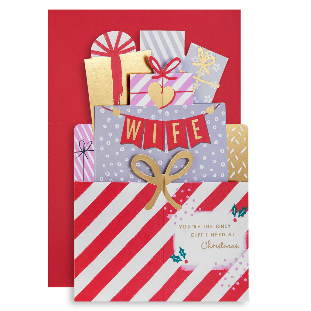 Christmas Card for Wife - 3D Pop-Up Presents Design