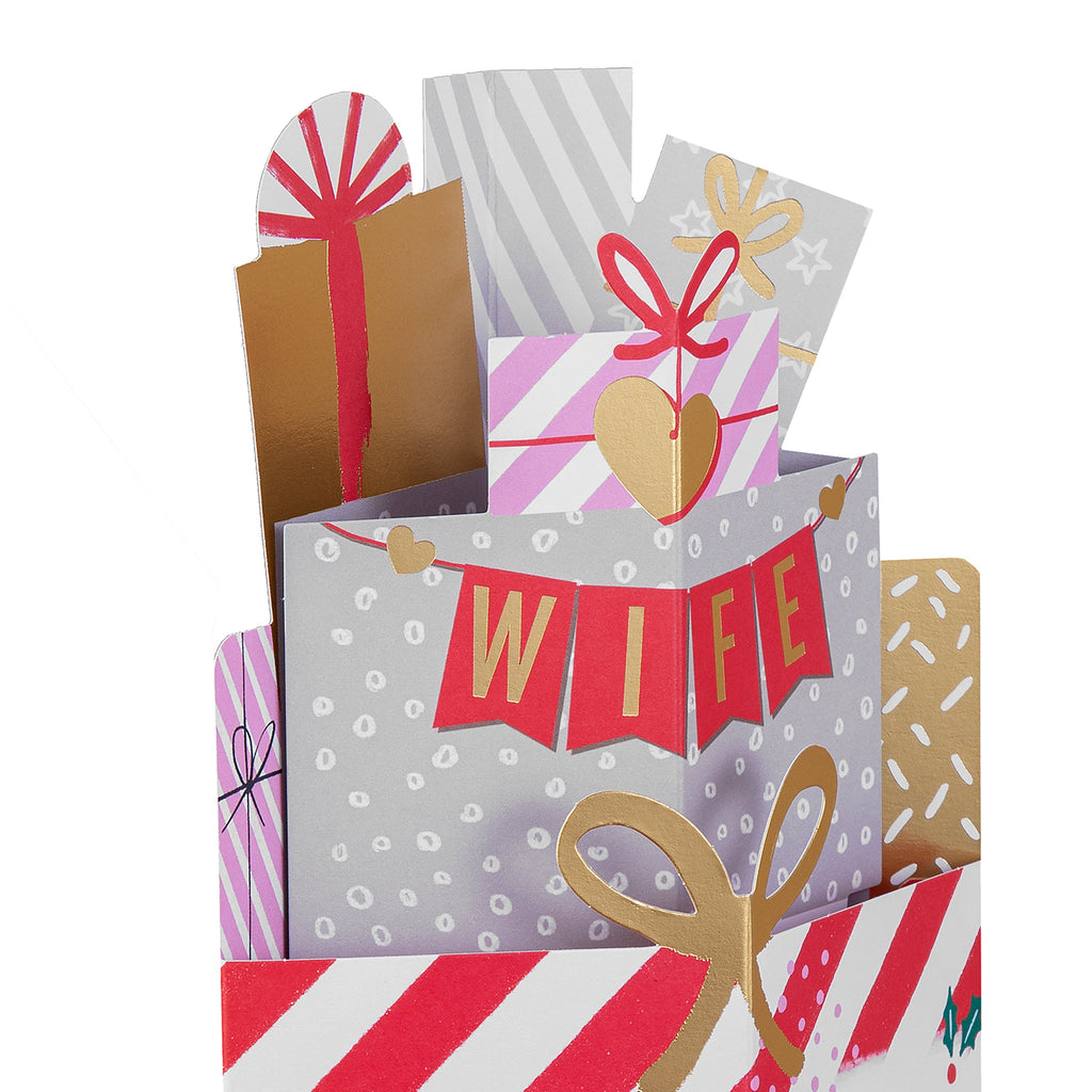 Christmas Card for Wife - 3D Pop-Up Presents Design