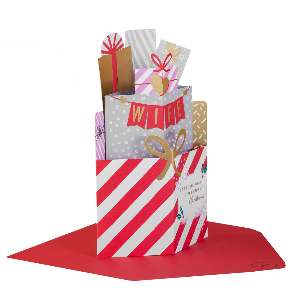 Christmas Card for Wife - 3D Pop-Up Presents Design