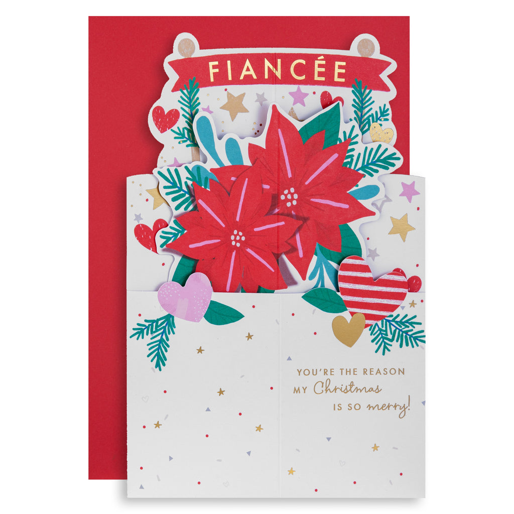 Christmas Card for Fiancée - 3D Pop-Up Poinsettia Design