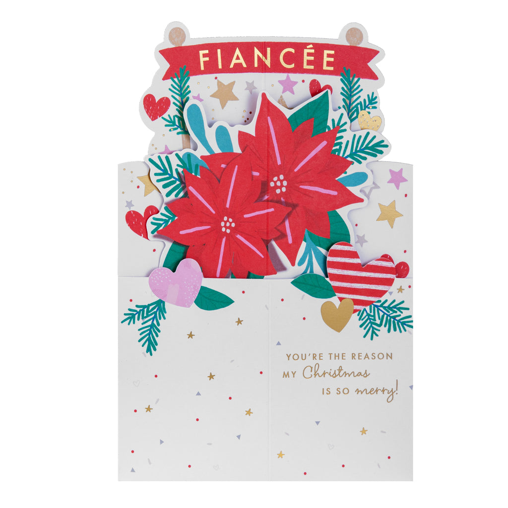 Christmas Card for Fiancée - 3D Pop-Up Poinsettia Design