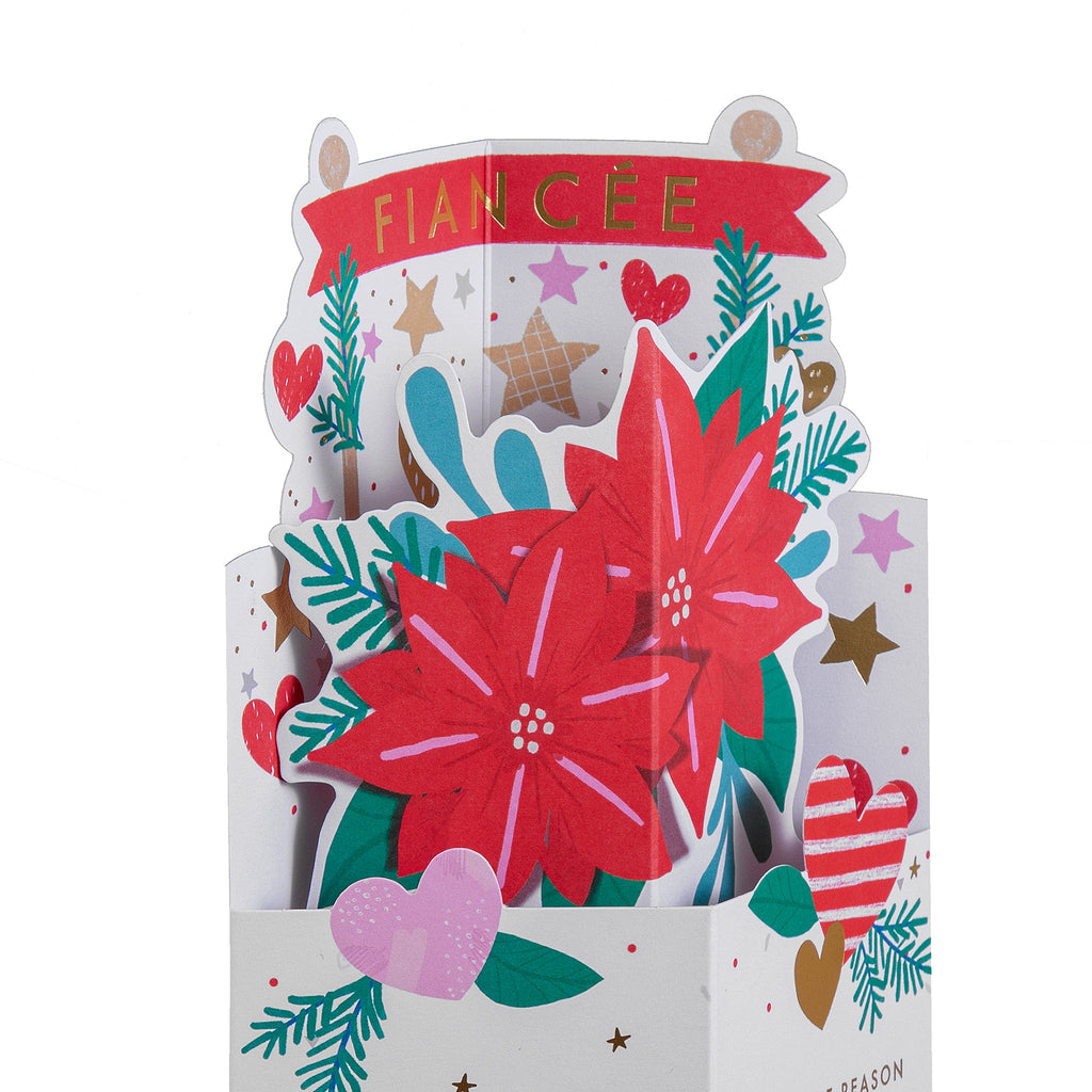 Christmas Card for Fiancée - 3D Pop-Up Poinsettia Design
