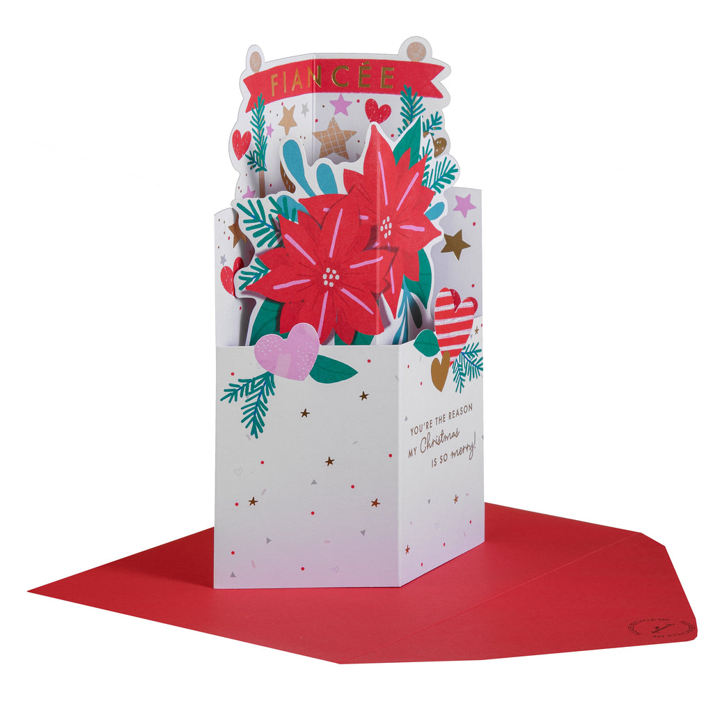 Christmas Card for Fiancée - 3D Pop-Up Poinsettia Design