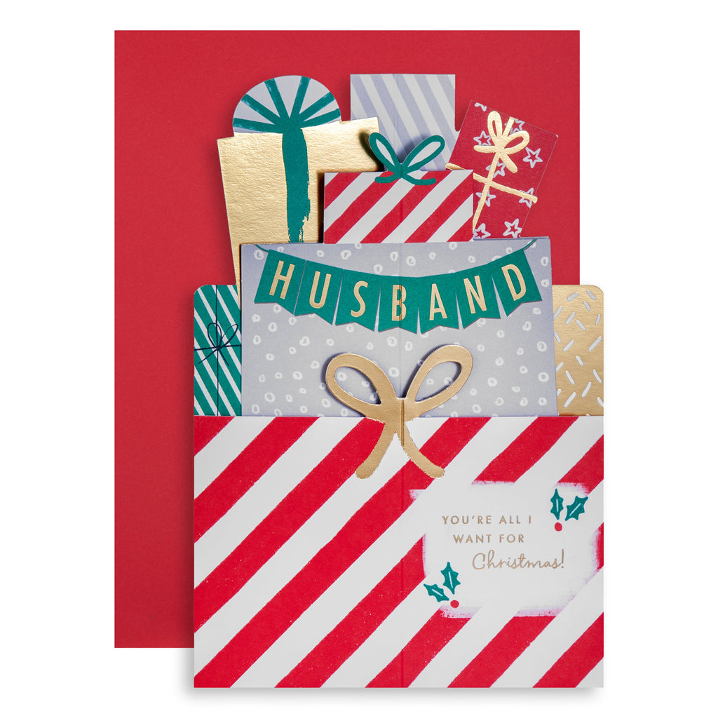 Christmas Card for Husband - 3D Pop-Up Presents Design