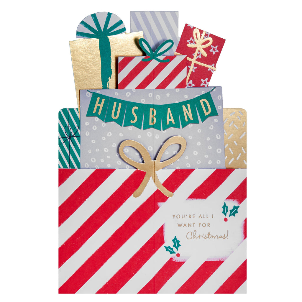 Christmas Card for Husband - 3D Pop-Up Presents Design