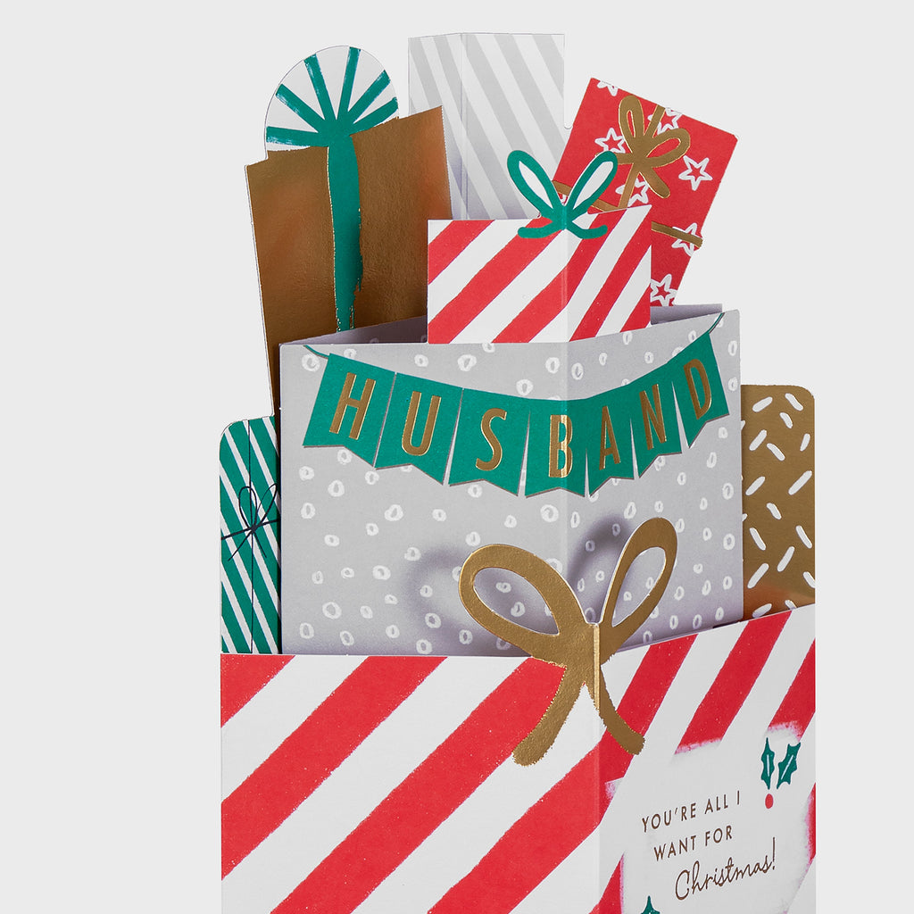 Christmas Card for Husband - 3D Pop-Up Presents Design