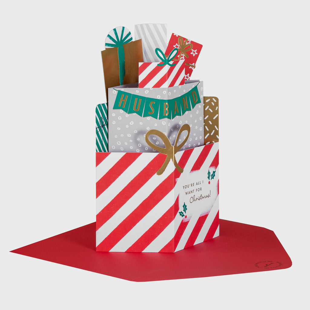 Christmas Card for Husband - 3D Pop-Up Presents Design