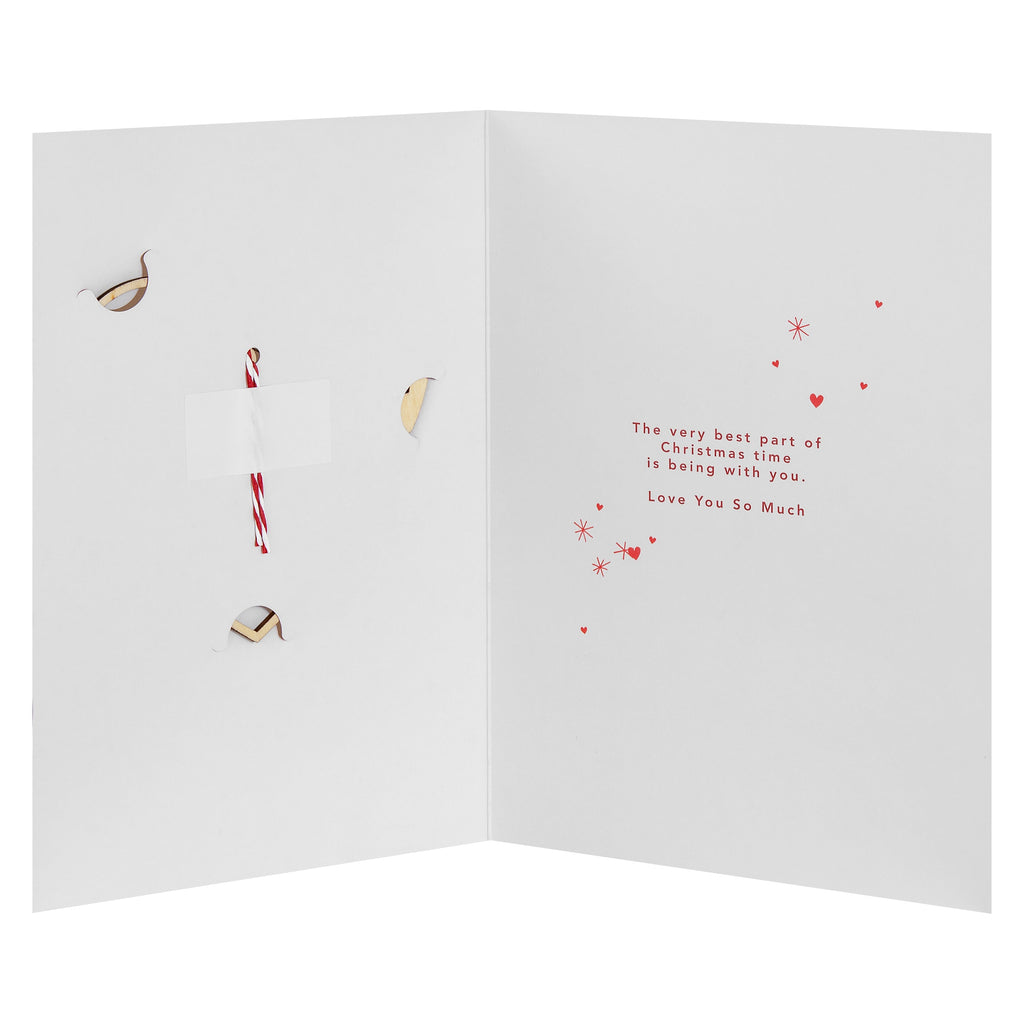 Christmas Card for the One I Love - Wooden Heart Decoration Design