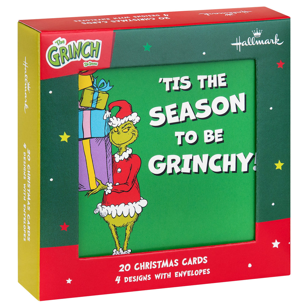 Multipack Christmas Cards - Pack of 20 in 4 Fun Grinch Inspired Designs