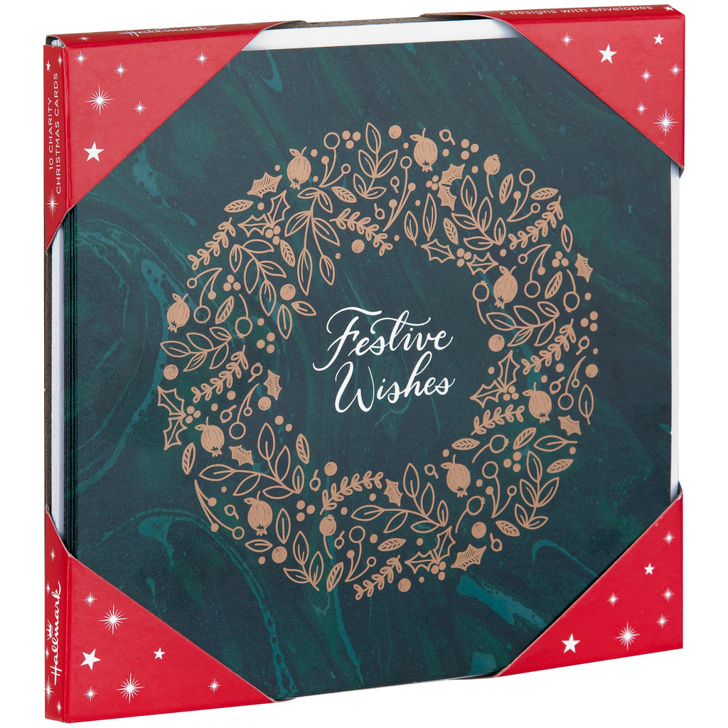 Charity Christmas Cards - Pack of 10 in 2 Elegant Festive Designs