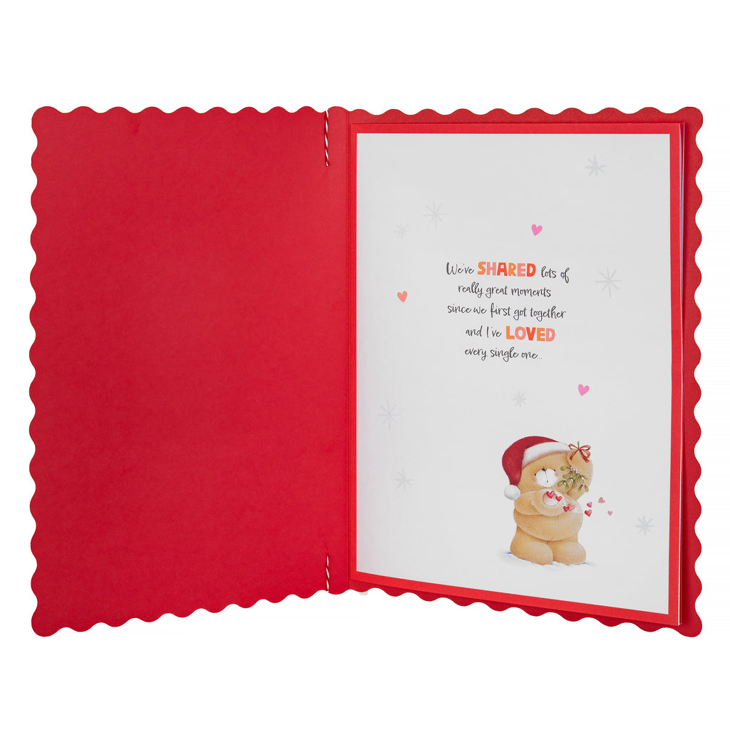 Luxury Boxed Christmas Card for One I Love - Cute Forever Friends Mistletoe Kiss Design
