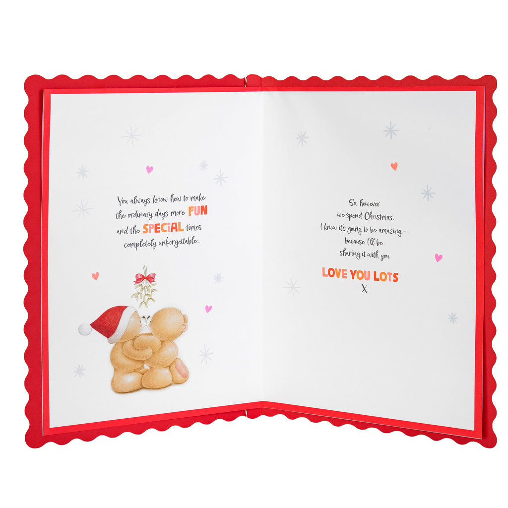 Luxury Boxed Christmas Card for One I Love - Cute Forever Friends Mistletoe Kiss Design