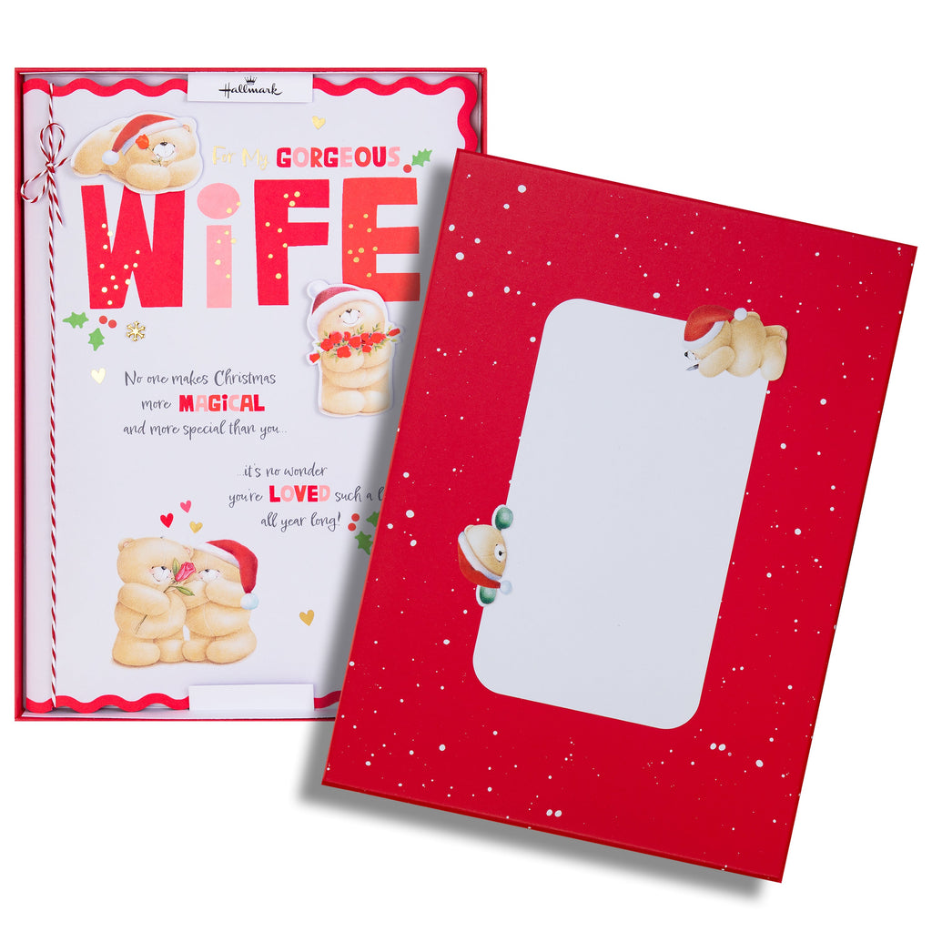 Luxury Boxed Christmas Card for Wife - Cute Forever Friends Festive Romance Design
